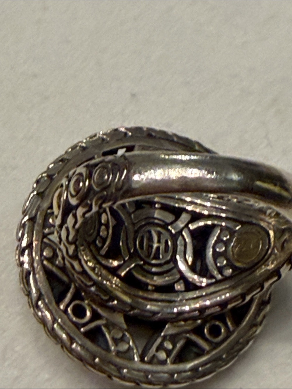 John Hardy Two-Tone Ornate Round Ring with Gold Accents - Picture 3 of 4
